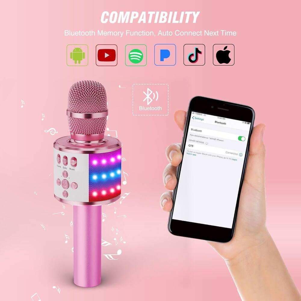 BONAOK Karaoke Microphone For Kids & Adults - Bluetooth Microphones Singing Mic - Picture 6 of 14